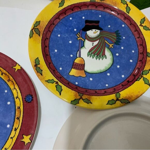 Set 4 Salad Dessert Plates Sango Sweet Shoppe Sue Zipkin Christmas Snowman A13 - Picture 6 of 8